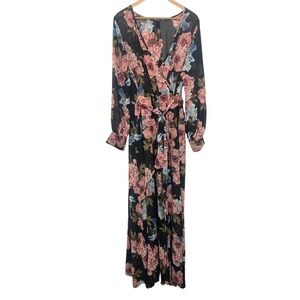 XTAREN Plus Maxi Dress Floral Semi Sheer Plus Size 1X Whimsical Boho Flowy
